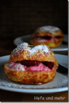 Cream puffs with raspberry cream filling